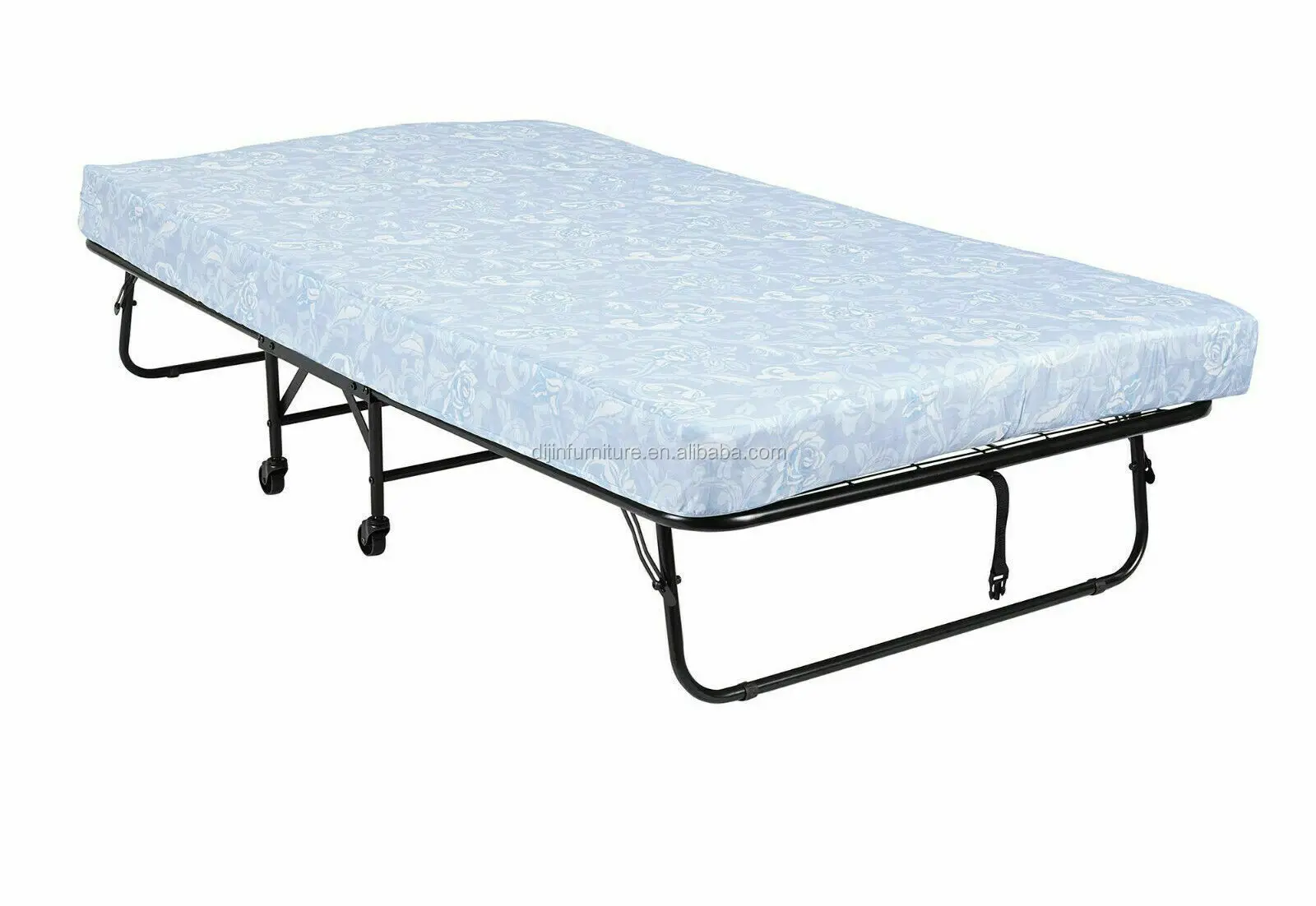 Folding Rollaway Twin Guest Bed Frame With 5inch Memory Foam Mattress