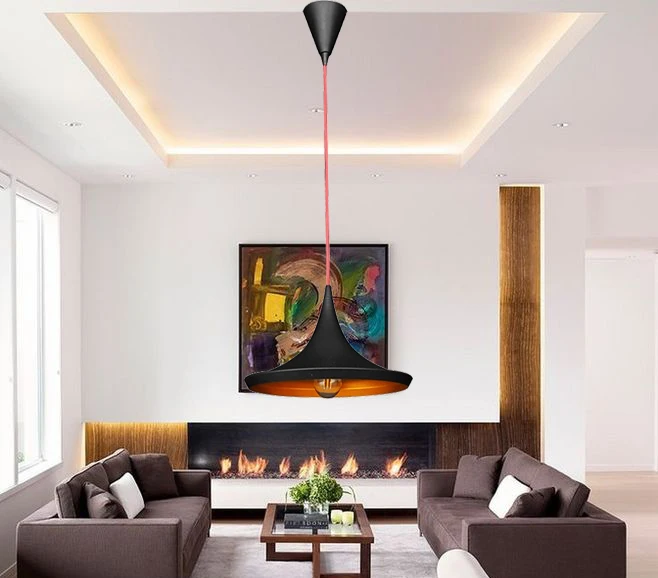 Dining room wrought aluminum black chandeliers e27 modern design kitchen led pendant light