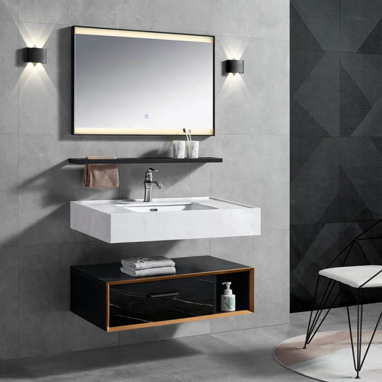 PATE Sanitary ware manufacturer undermount ceramic basin wall mounted stainless steel 304 bathroom vanity
