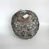 Garden decoration less grey round willow frame candlestick with glass
