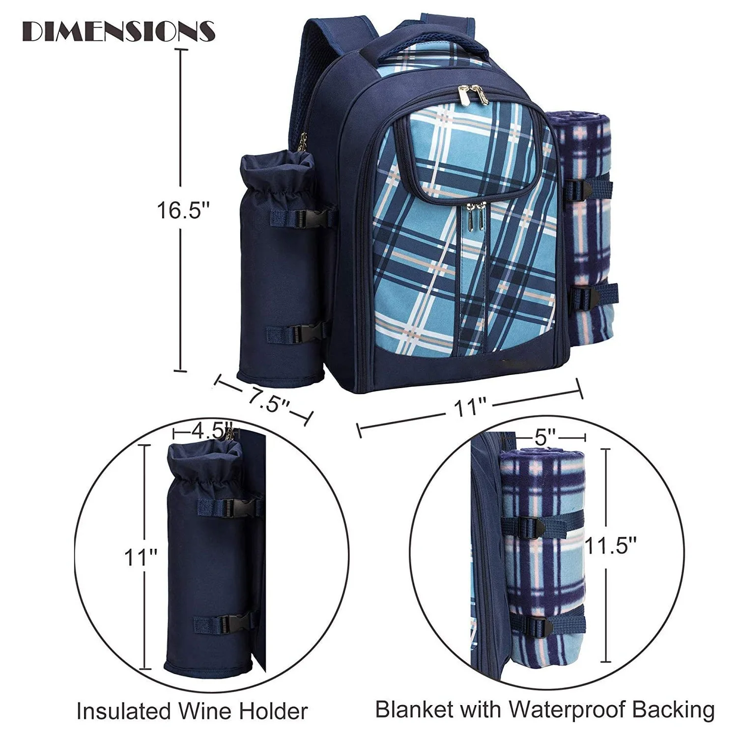 600d Oxford Fabric 2 Person Picnic Backpack Picnic Bag Hamper Cooler