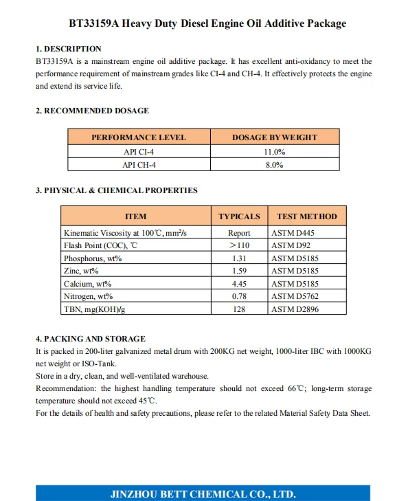Bt33159a Heavy Duty Diesel Engine Oil Additive Package Buy Lubricant