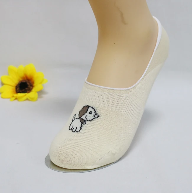 Cartoon Animal Women Cotton Invisible Socks No Show Nonslip Loafer Liner Low Cut Socks