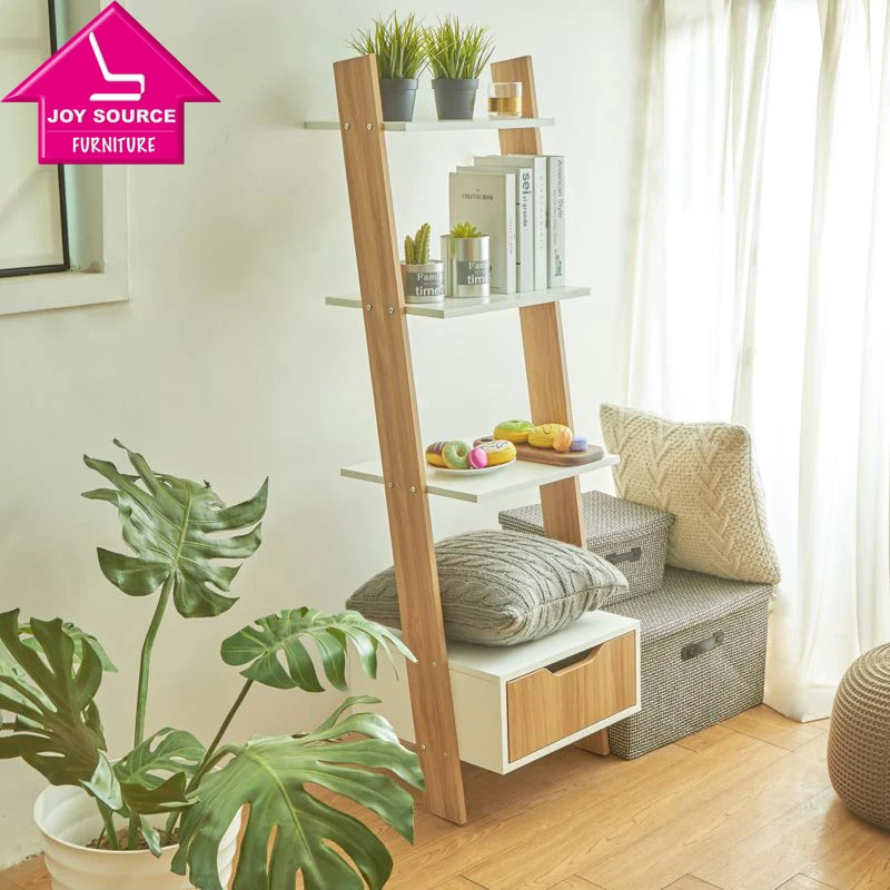 Ladder Shelf With Drawer Storage Leaning Book Case Home Decor Buy