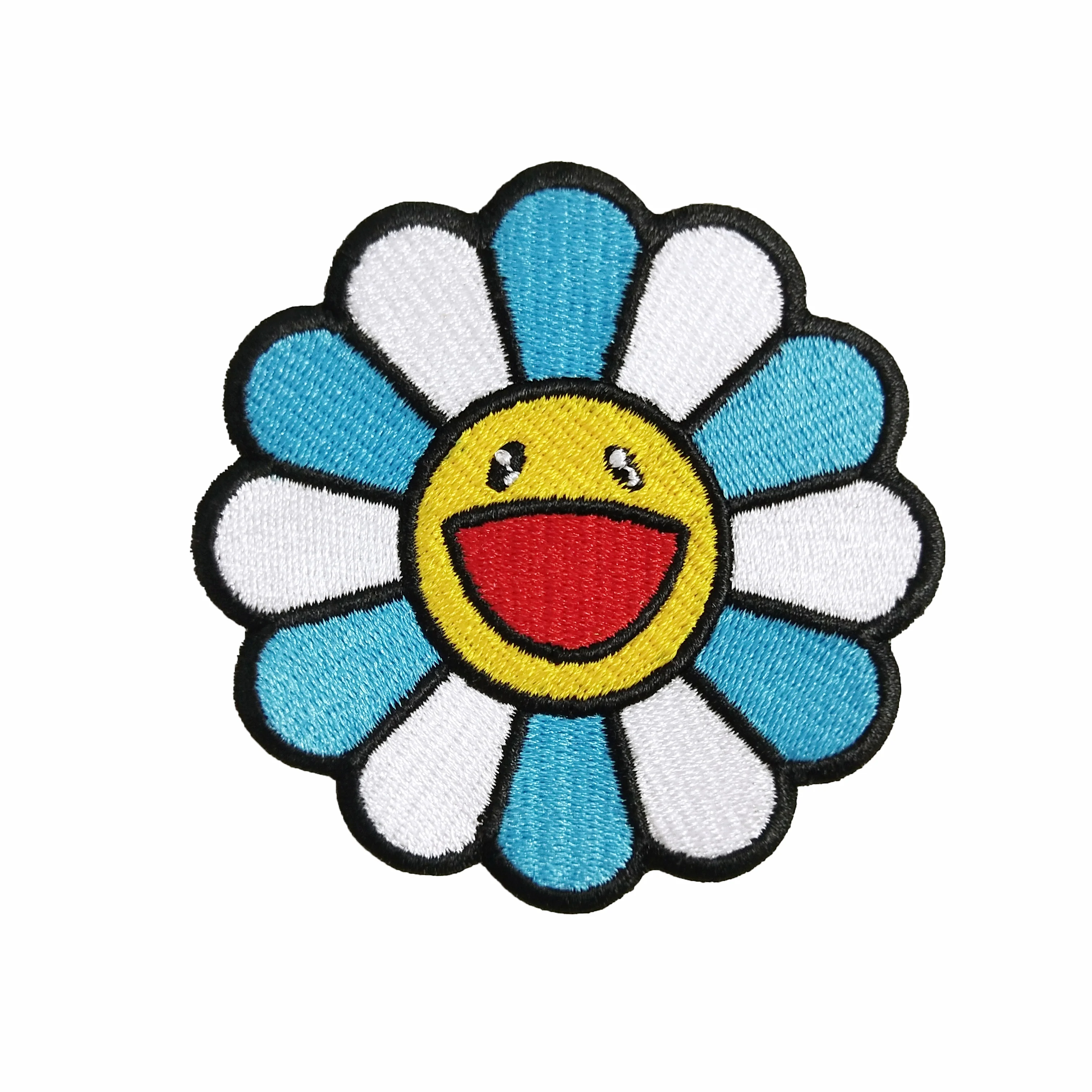 

Customized small Colorful flower applique Design Embroidered Patches with iron on broderie parches para ropa custom embroidery