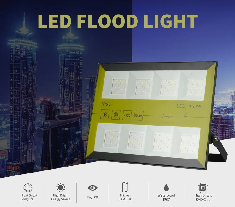 High lumen powerful slim ip65 smd outdoor 100w watt led flood lights housing