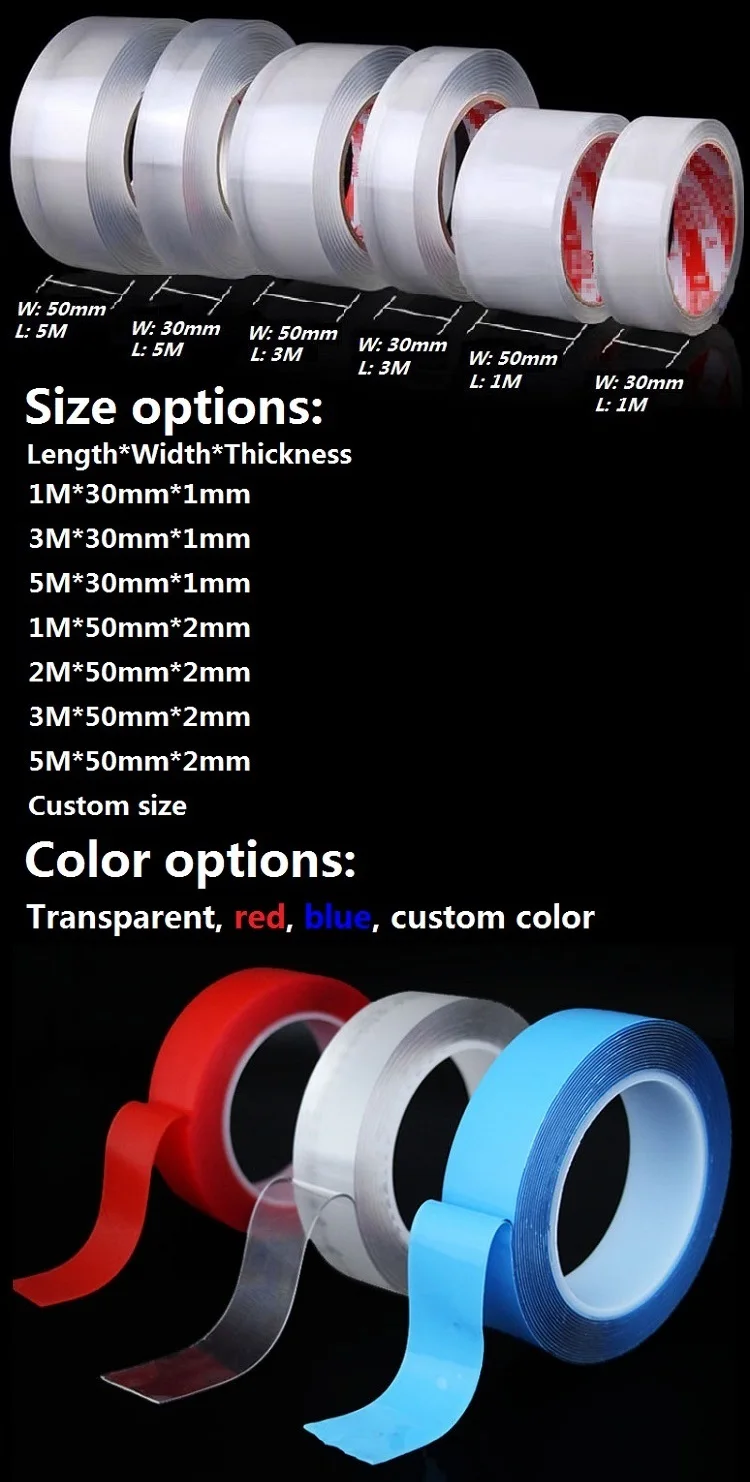 Wholesale Sticky Nano Tape Double Sided Reusable Adhesive Acrylic Tape