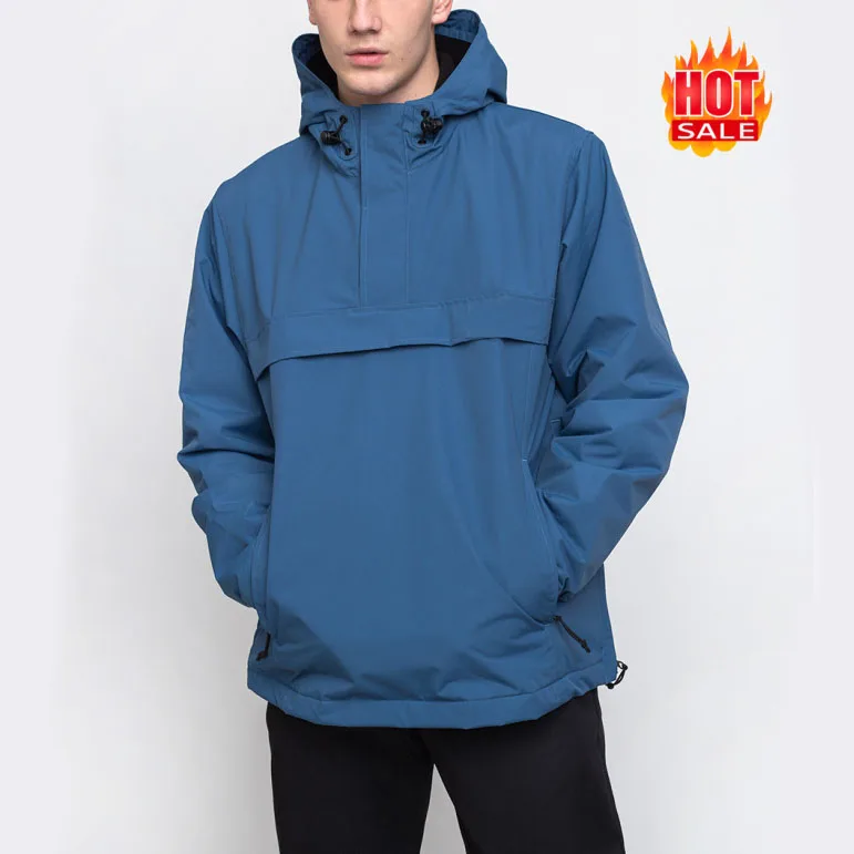 hooded half zip windbreaker