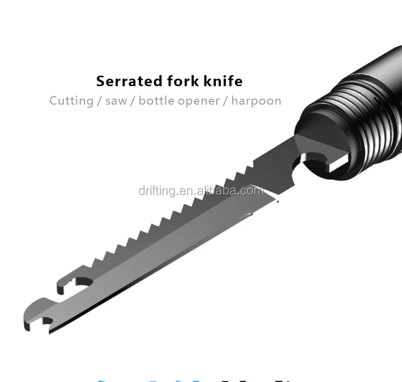 Outdoor Multi-purpose Trekking Pole Including Fire Whistle Fork Knife