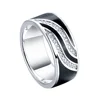 Sun Star Elegant Design Enamel Sterling 925 Silver Jewelry 18 K Gold plated Ring CZ Channel Setting Black Enamel Ring