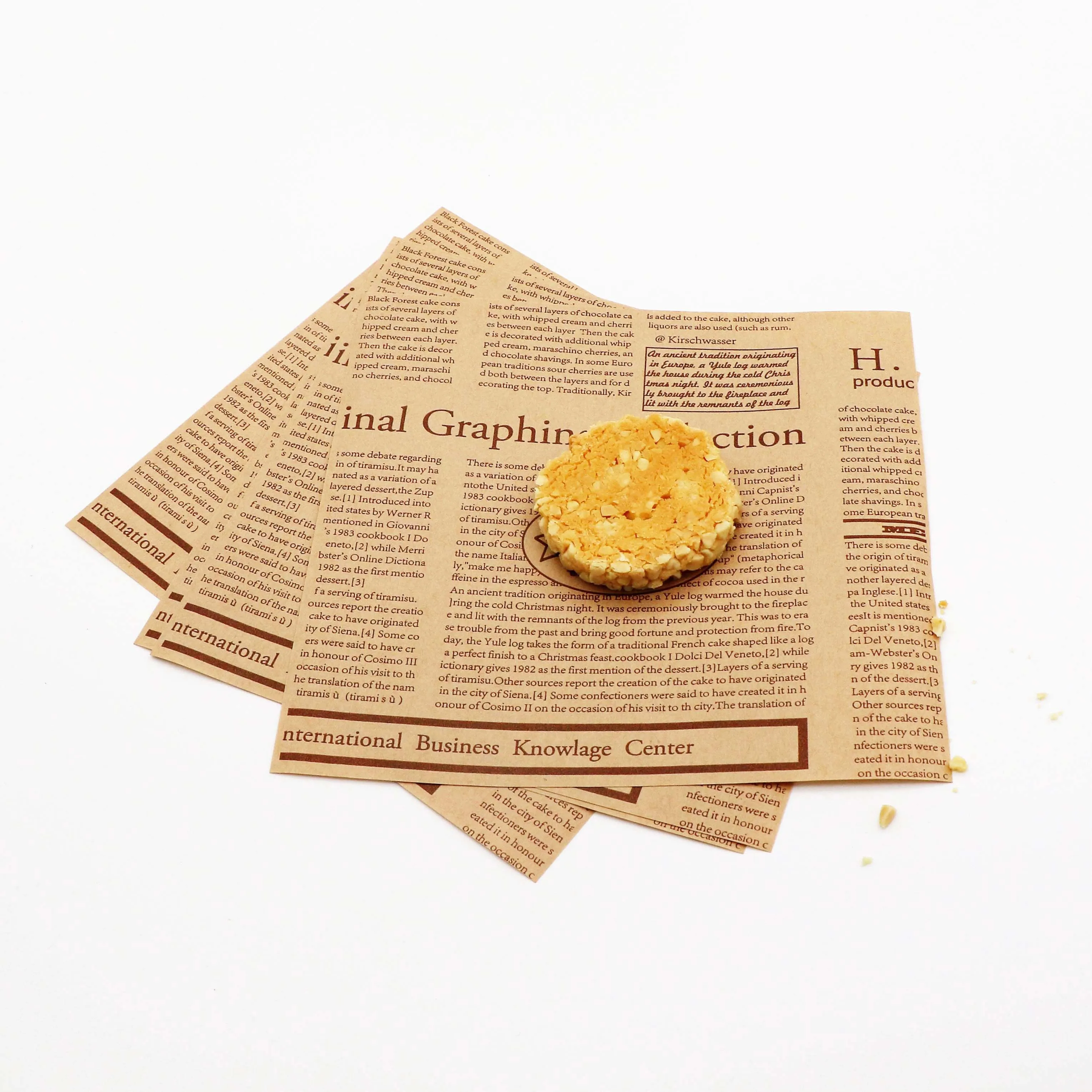 Custom Design And Size Pe Coated Packaging Food Wrapping Paper Grease