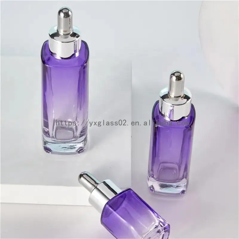 Supplier essential oil Square Serum glass Dropper Bottle skincare cosmetic container for lotion/Toner/skincare15ml30ml50ml manufacture