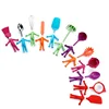 Cartoon Children Baking Kitchen Utensils Tools Shovel Spoon Measuring Cup Scraper Human Type Nylon Silicone Tableware Set