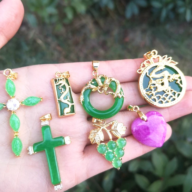 Jialin Jewelry Wholesale Charms Natural Crystal Gemstone Malaysian Jade