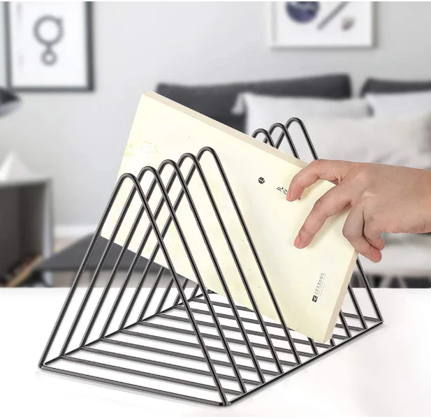 Nordic Style Triangle Bookshelf Document Newspaper 9 Slot Book Stand Rack Holder 