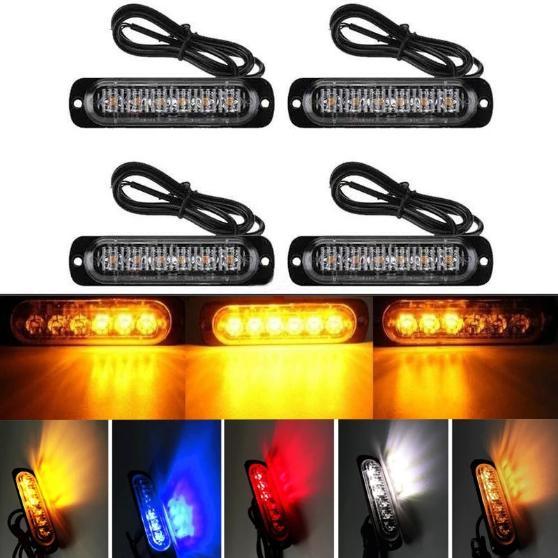 12v 24v Flash 6 Led Vehicle Truck Led Warning Strobe Side Marker Light