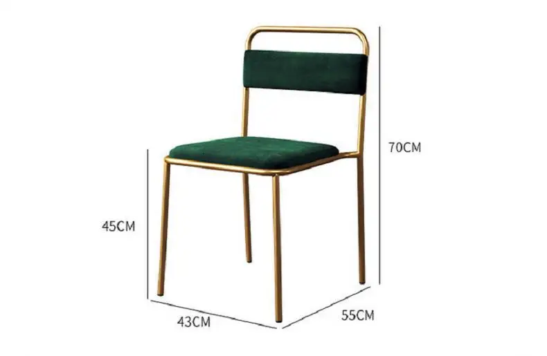 Nordic popular light luxury metal frame upholstered velour dining chair