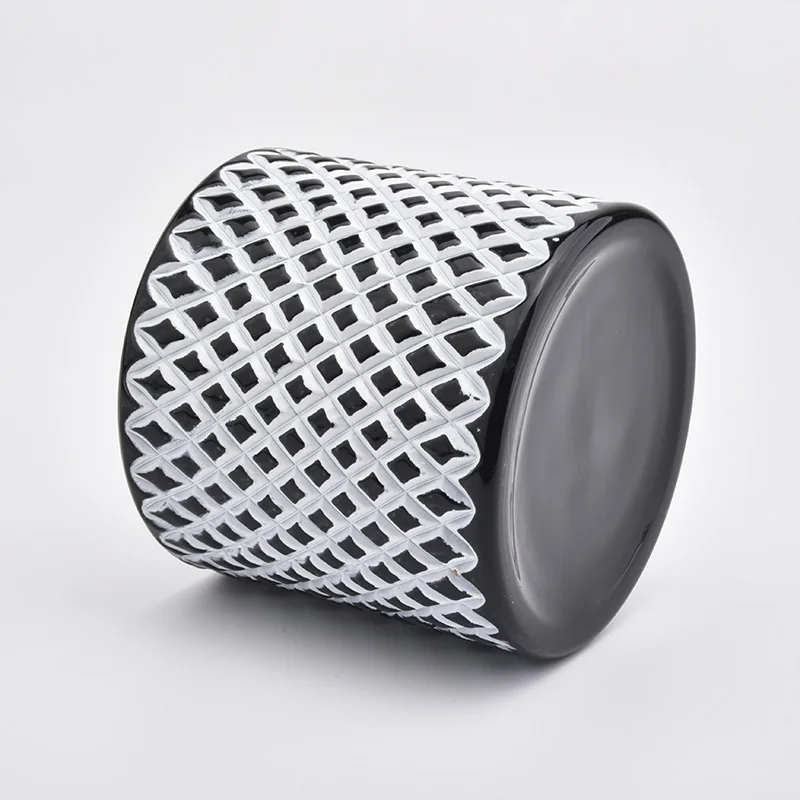 Cylinder Glass Candle Jars With Black Color