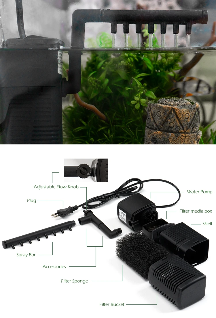 Fish Tank Adjustable Flow Rate Spray Bar Internal Aquarium Filter, View ...