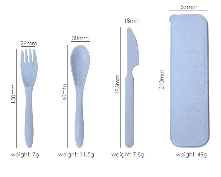 Plastic Cutlery Packaged Pp Straw Tea Spoon Reusable Fork Knife And Set Baby Natural Resuable Forks Wheat Fiber Tableware