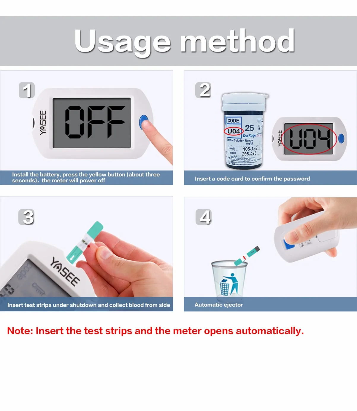 Extra Large Screen One Key Operation Blood Glucose Meter Diabetes Kit 