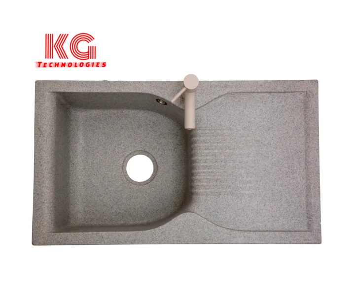 Sanitary ware kitchen use quartz stone kitchen sink single bowl with drainboard