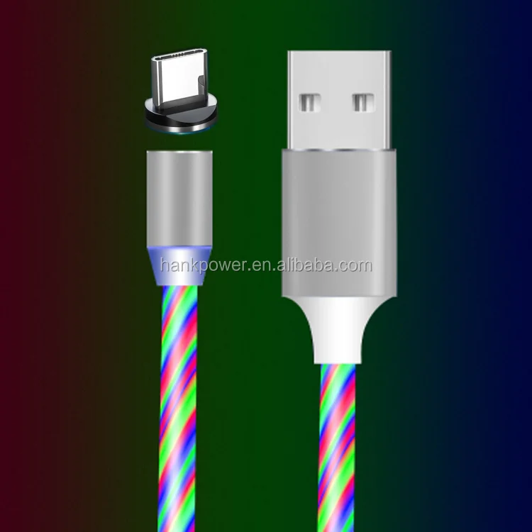 2020 3 in 1 LED Glow Flowing magnetic Charger usb led cable Micro USB Type C 8Pin Charging for iPhone all in one magnet Cable - ANKUX.COM