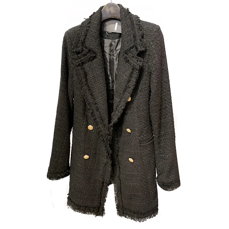Latest Italy Design Ladies Winter Fashion Casual Warm Black Coat