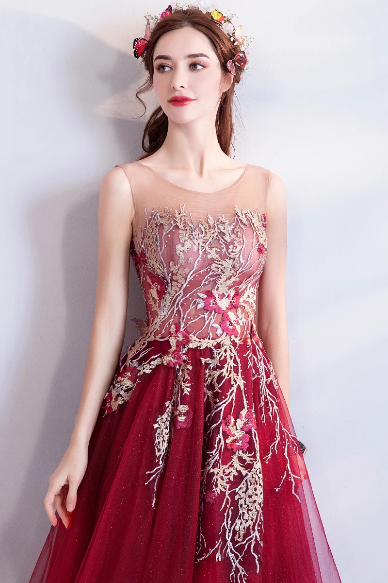 wine red dress for wedding