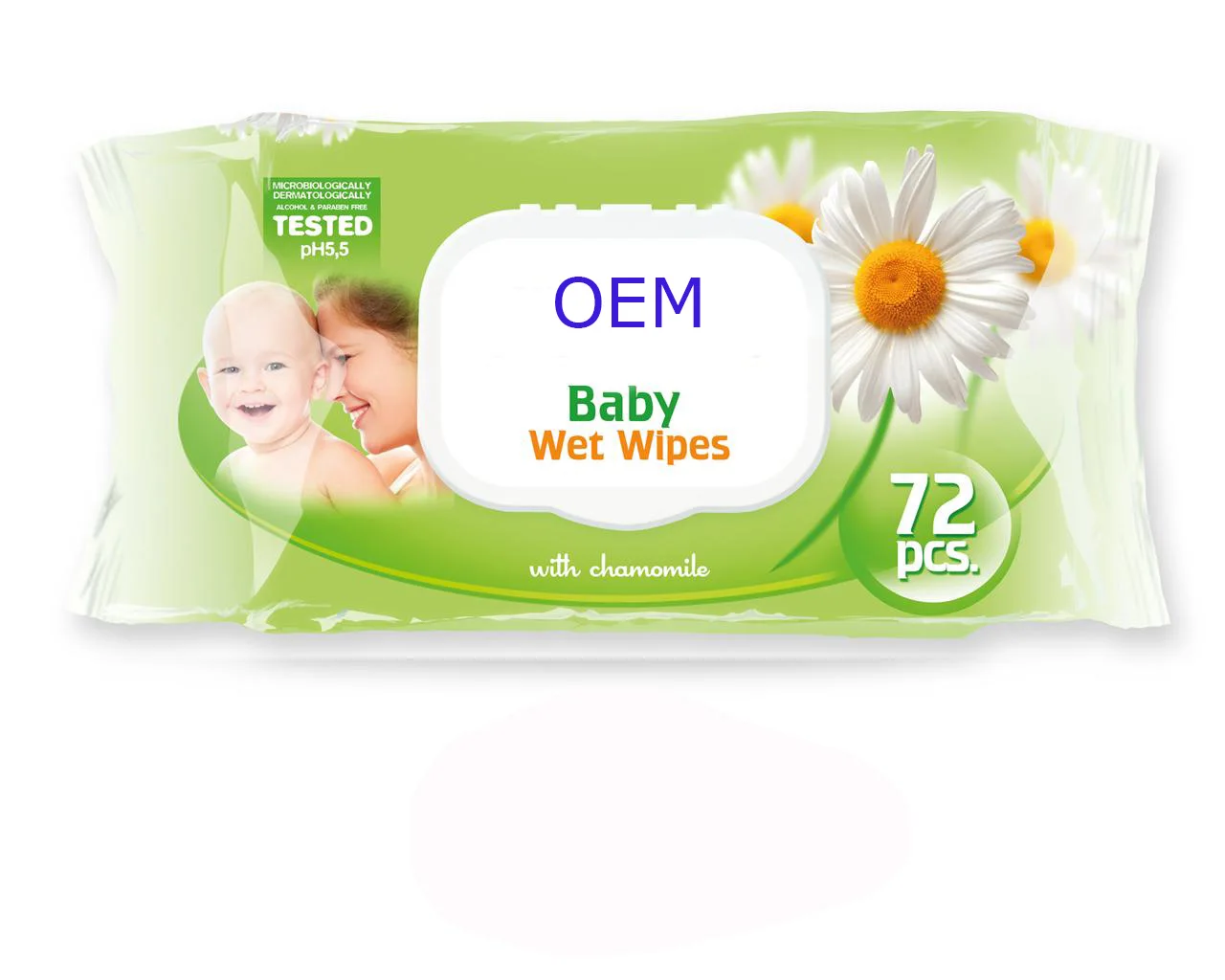 Sensitive Umidificate Baby Wipes Natural PH Infant 72sheets Wipes With Chamomile