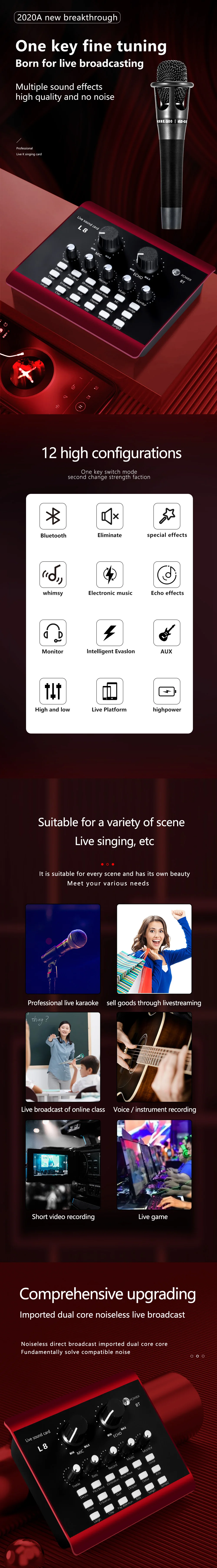 New L8 Sound Card Live With Microphone For Live Show Buy F8 Sound Card Sound Card Live With Microphone Sound Card And Mic Product On Alibaba Com