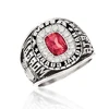 National guard army military ring with big red stone