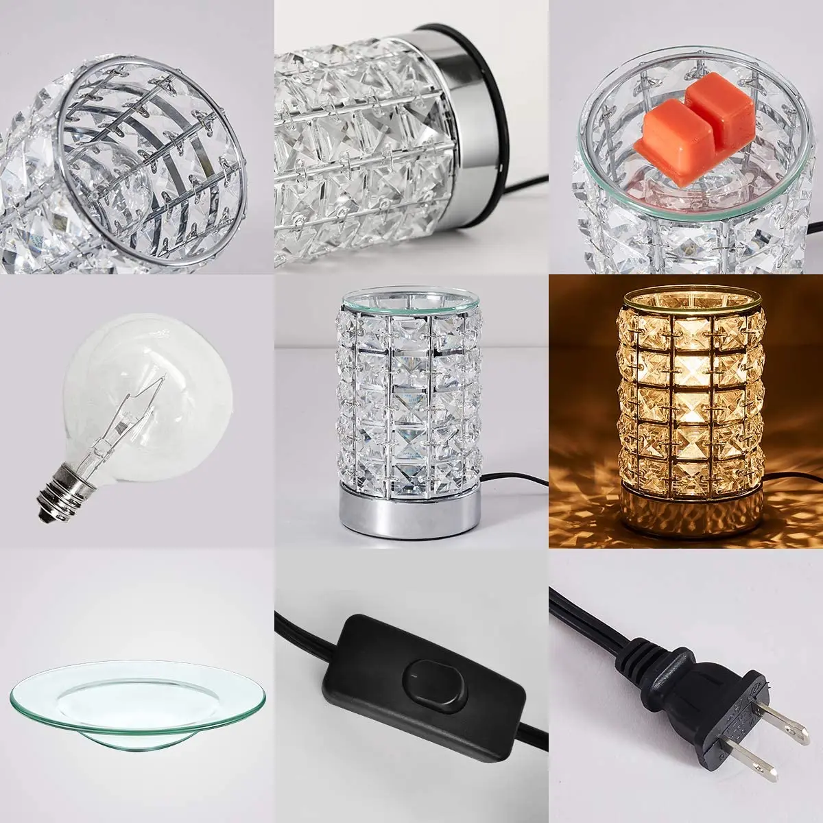 Crystal Touch Electric Wax Melts Warmer With Dimmable,Fragrance Candle