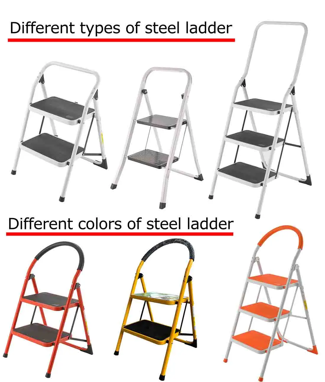 Iron Steel En14183 Folding 2 Steps Stool Domestic Ladders Insulation