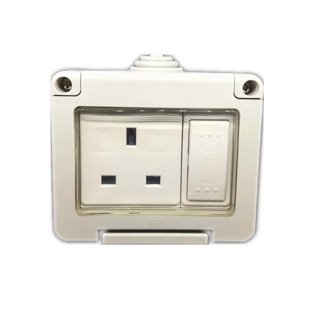 hotsale2019new uk standard 1gang socket 220 waterproof light switch for bathroom waterproof switch waterproof push button switch