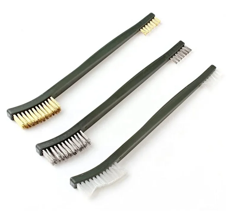 3pcs Mini Brass Wire Brush Set Rust Metal Cleaning Kit Welding Rust Handy Steel Double Ended