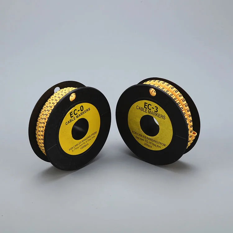 PVC Yellow Color Flat Tubing Number 0-9 Cable Marker