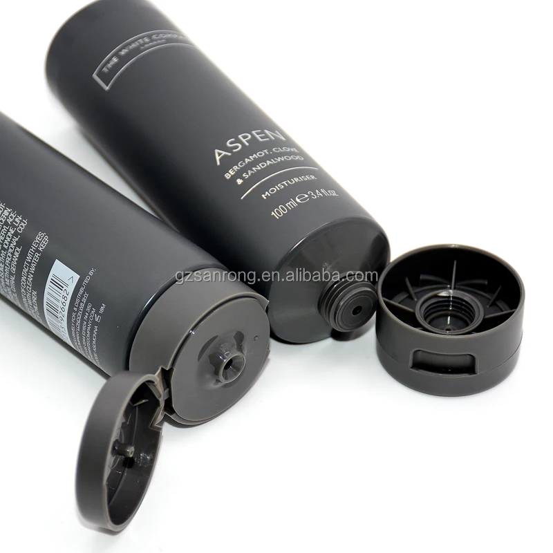100ML 100G Moisture Face Cream Facial Cleanser Tube Matte Gloss Black with Flip Top Cap.JPG