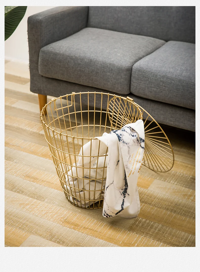 Gold Laundry Basket,Loft Style Design Metal Dirty Clothes Storage