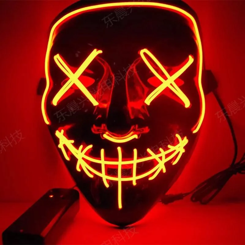 Light Up Vendetta Neon Halloween Carnival Bar Night Party Led Strip Scary Mysterious Killer Clown Mask