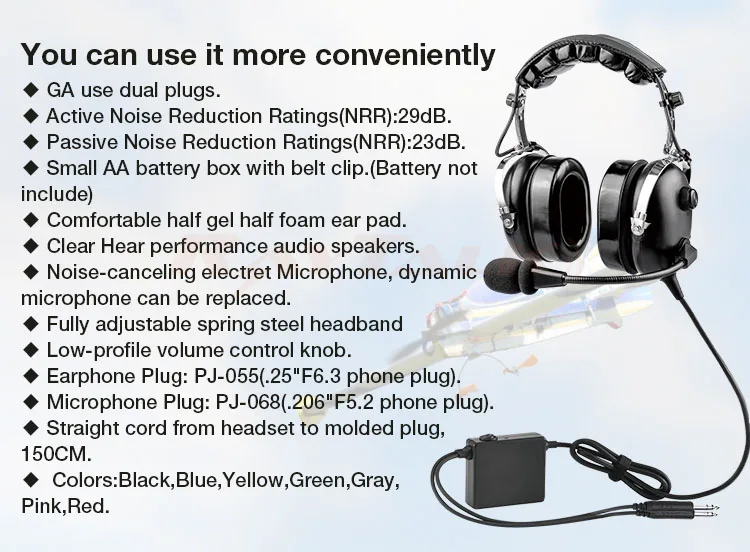 Raytalk Anr Aviation Headset Ph100ac With Boom Microphone For Pilot Buy Aviation Headset