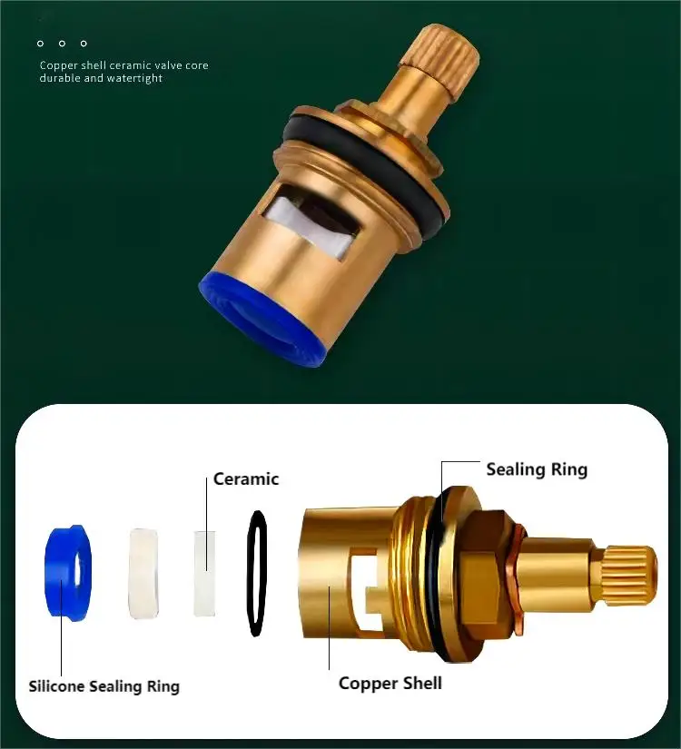 1/2 Brass Faucet Ceramic Cartridge Valve Core Brass Spline Tap Spindle