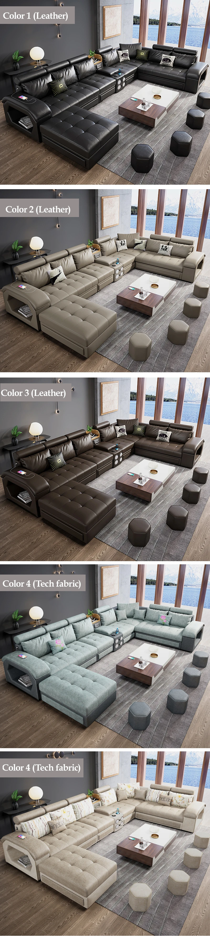 Factory direct high quality European style luxury functional fabric living room sofa set for sale