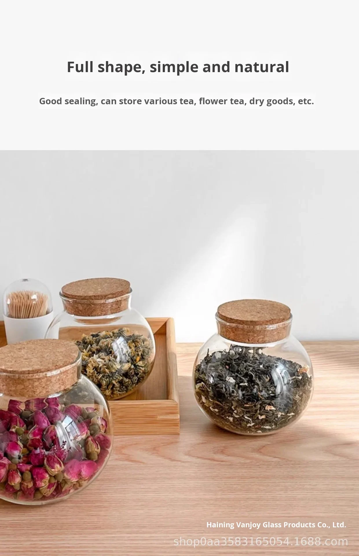 Wholesale High Borosilicate Glass Storage Jar Cork Lid Airtight 500 ...