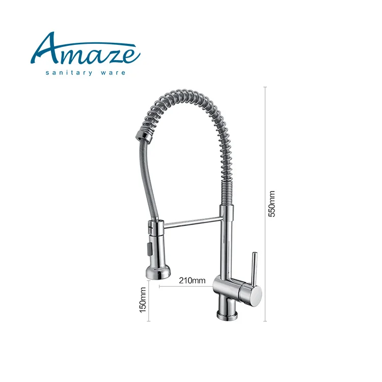 Stainless Steel 304 Free Pull Down Flexible Spring Set Pull Out kitchenaid faucet manufacture