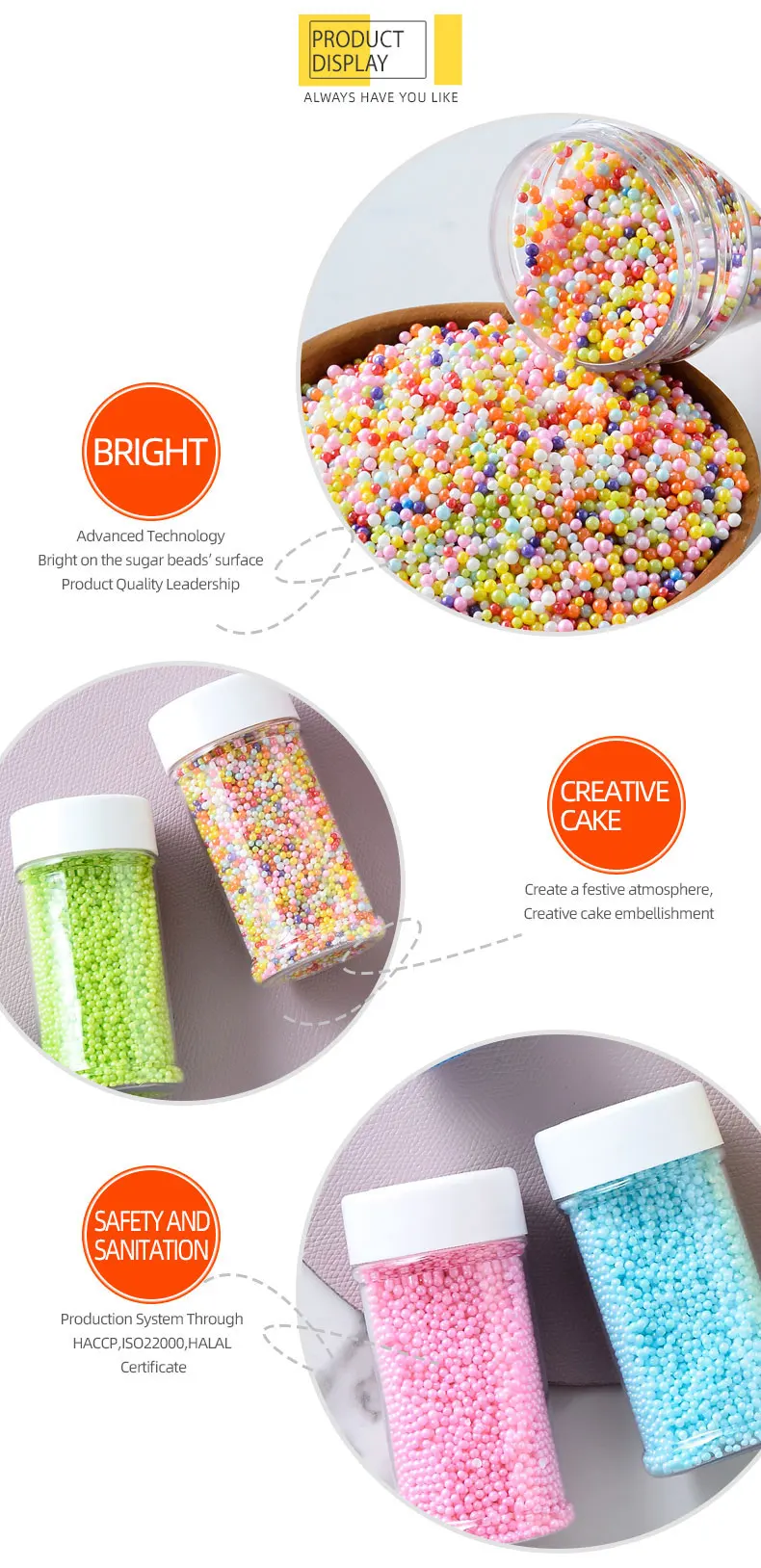 2mm Reasonable Price Pearlizd Sugar Beads Sprinkles Candy Factory