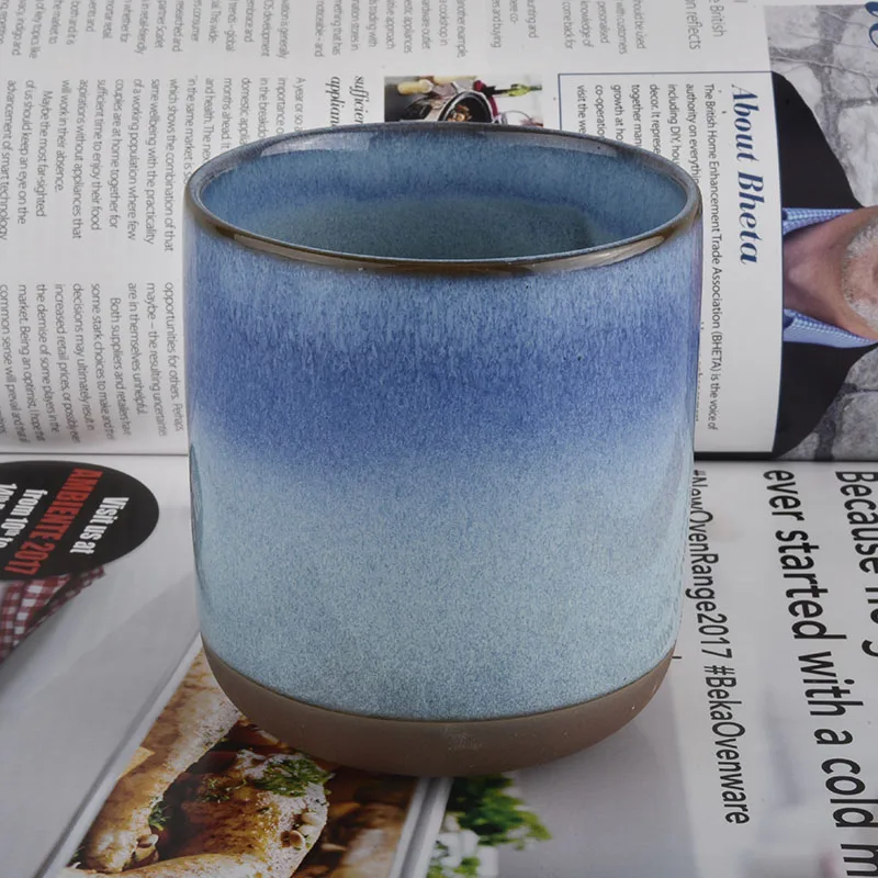 ceramic candle holders with gradient color transmutation glaze