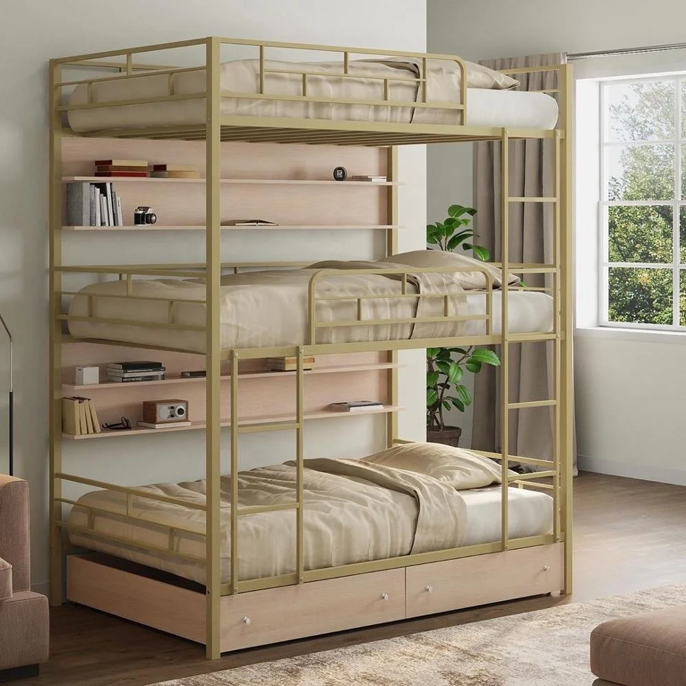 New Steel Metal Durable School College Dormitory Triple Beds With