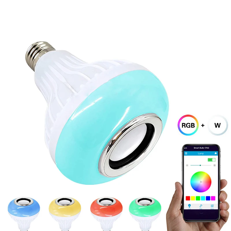 2020 Amazon hot sale wireless 12W E27 Color Changeable LED remote Control music speaker smart Rgb Light Bulb