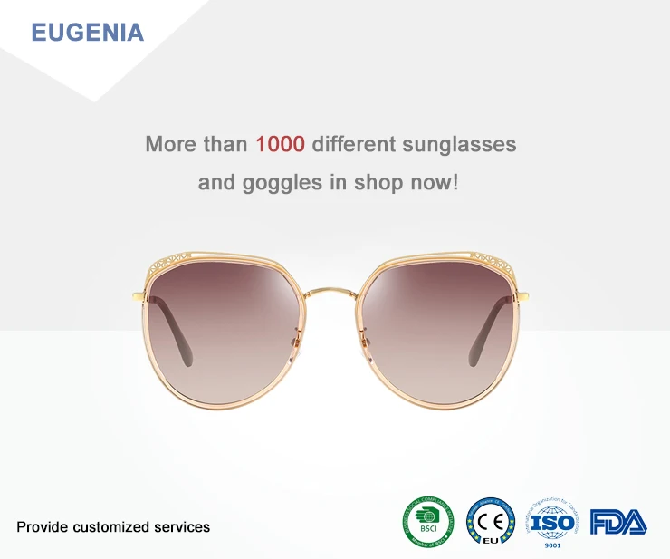 EUGENIA new style wholesale metal sun glasses custom logo uv400 polarized sunglasses